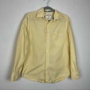 Aeropostale Yellow White Striped Button Up long sleeve Shirt size Small